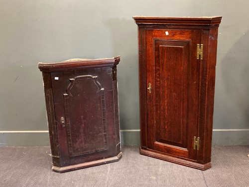 Lot 385 - Two 18th / 19th century small size oak hanging...