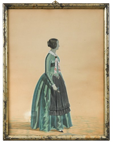 Lot 620 - A pair of silhouettes of a lady and a gentleman, 19th century