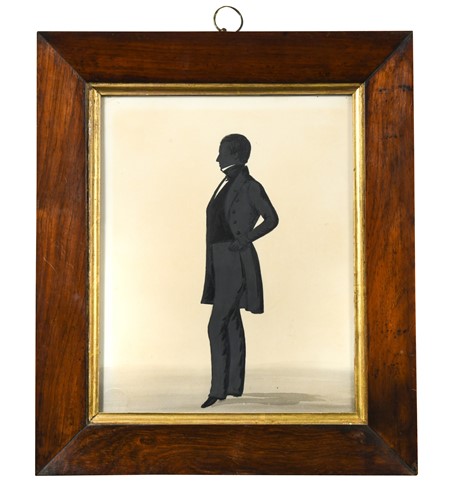 Lot 625 - A pair of male silhouettes, presumed a father and son, 19th century