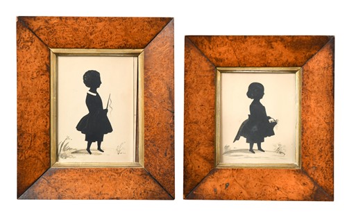 Lot 613 - Two early Victorian silhouette portraits of a young boy and girl