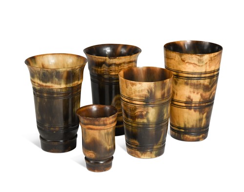 Lot 370 - Five horn beakers, 19th century