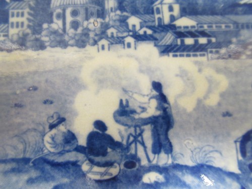 Lot 17 - A blue and white transfer printed 'Queen of...