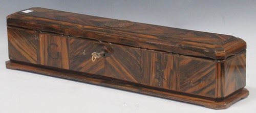Lot 92 - A wooden regalia box, 12 x 55 x 13cm