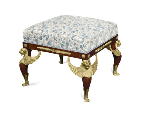 Lot 588 - An Empire style gilt mounted stool, circa 1900