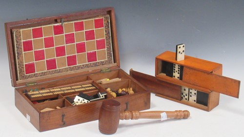 Lot 77 - A 19th century mahogany games compendium,...