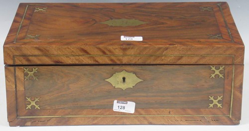 Lot 128 - A Regency rosewood and brass inlaid writing...