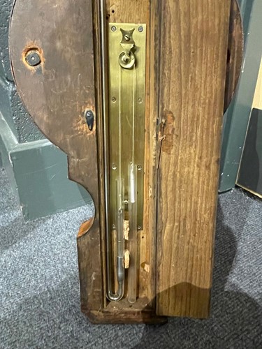 Lot 564 - A satinwood banjo barometer by Dixey, London, of narrow proportions, 19th century