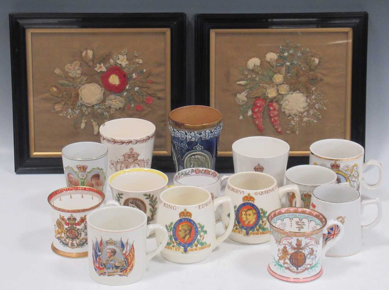 Lot 15 - A pair of 19th century relief embroidered...