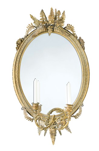 Lot 543 - A giltwood and gesso girandole wall mirror, 19th century