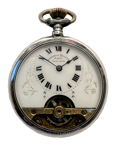 Lot 310 - Schild & Cie. - A silver 'Hebdomas' 8 day open faced pocket watch
