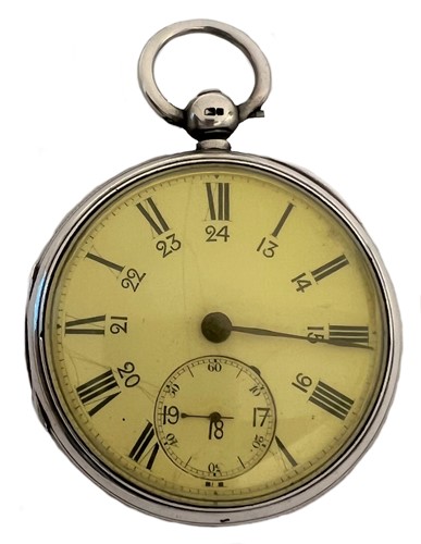 Lot 302 - Unsigned - A Victorian silver open faced pocket watch with 24 hour dial