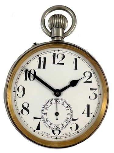 Lot 314 - Unsigned - A base metal 'Railway' style 'Goliath' open faced pocket watch