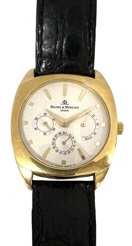 Lot 335 - Baume & Mercier - An 18ct gold 'Milleis Power Reserve' wristwatch