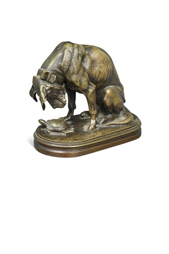Lot 631 - After Henri-Alfred-Marie Jacquemart (1824-1896), Chien à la tortue