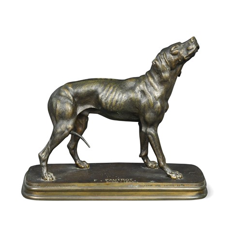 Lot 640 - After Ferdinand Pautrot (1832 - 1874), a patinated bronze model of a hound, 1865