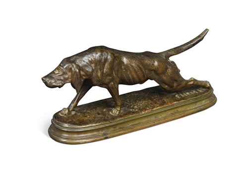 Lot 40 - After Victor Chemin (1825-1901), a small bronze of a bloodhound