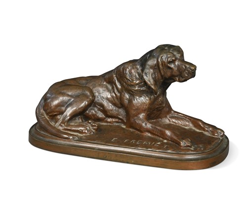 Lot 634 - After Emmanuel Fremiet (1824-1910), Recumbent pack dog