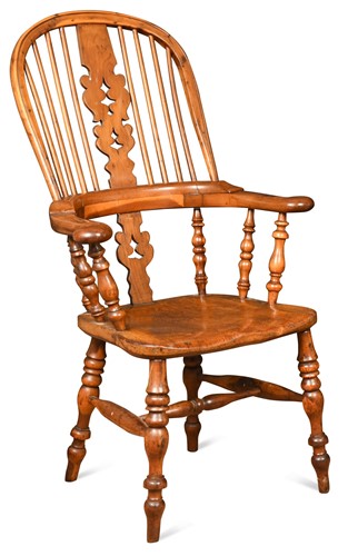 Lot 322 - A yewwood Windsor armchair,  19th century