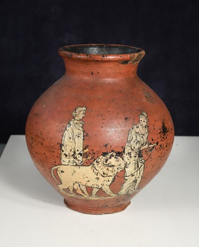 Lot 151 - An earthenware vase of bulbous form, possibly...