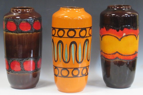 Lot 29 - Three West German ceramic vases, with...