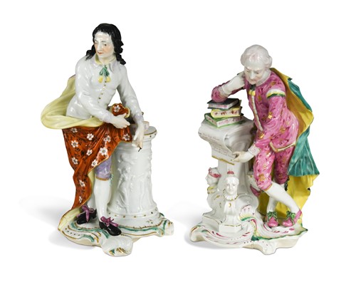 Lot 345 - Two Derby porcelain figures of John Milton and William Shakespeare, circa 1770