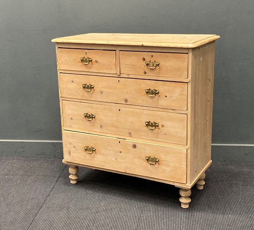 Lot 443 - A Victorian stripped pine chest of drawers,...