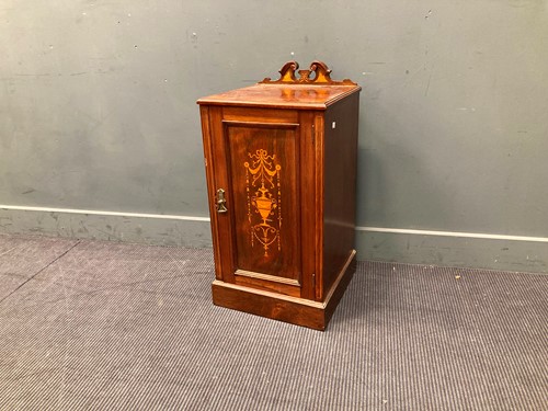 Lot 498 - An Edwardian inlaid rosewood bedside cupboard,...
