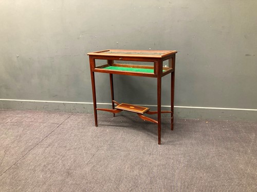 Lot 506 - A mahogany and satinwood banded glass top...