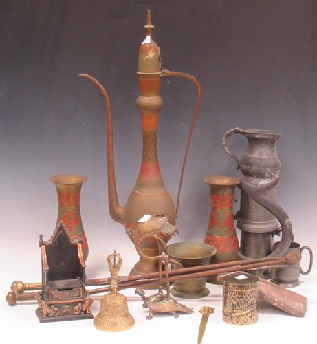 Lot 88 - Collection of metalware, including fire irons,...
