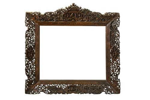 Lot 57 - A Chinese export pierced and carved picture frame, Canton workshop, circa 1850