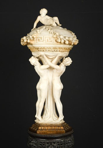 Lot 535 - A white alabaster figure group of The Three Graces, 19th century
