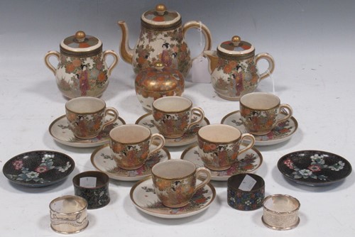 Lot 143 - A Japanese earthenware pottery coffee service,...