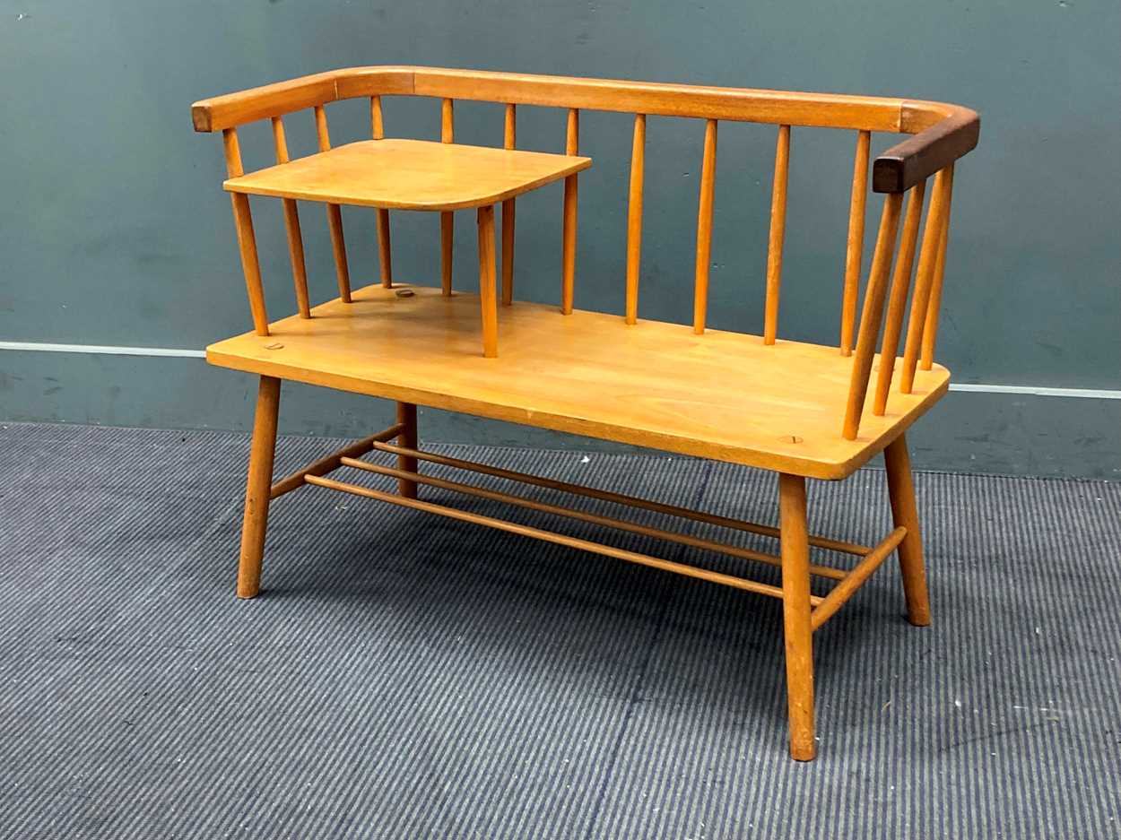 Lot 495 - A beech telephone table chair 67.5 x 94 x 39cm
