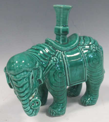 Lot 45 - A Chinese turquoise glazed porcelain elephant...