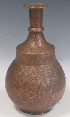 Lot 30 - A near Eastern copper vase, finely engraved...