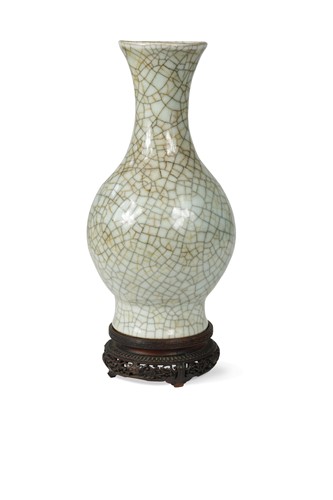 Lot 32 - A Chinese Guan-type baluster vase, late Qing Dynasty, late 18th/early 19th century