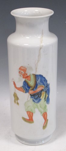 Lot 18 - A Chinese porcelain 'fisherman' vase, dated...