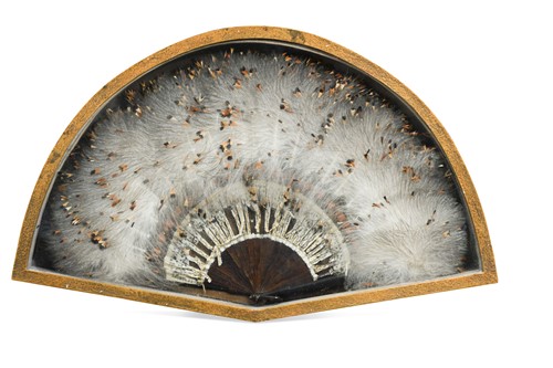Lot 567 - A collection of three framed feather fans, early 20th century