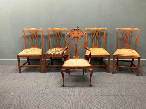 Lot 447 - A set of four Victorian upholstered chairs...