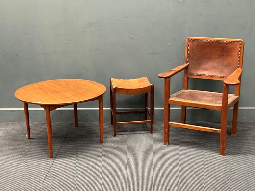 Lot 522 - A mahogany armchair with a leather inset seat...