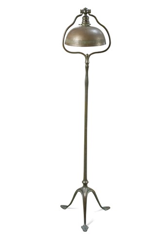 Lot 124 - Tiffany Studios (1899-1930), a bronze Harp floor lamp