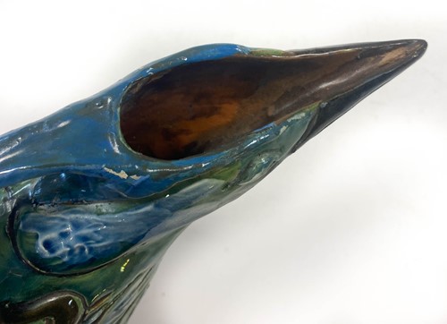Lot 17 - C.H. Brannam for Barum Pottery, an art pottery Kingfisher jug, 1898