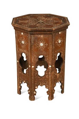Lot 553 - An Islamic hardwood occasional table, probably late 19th century Syrian