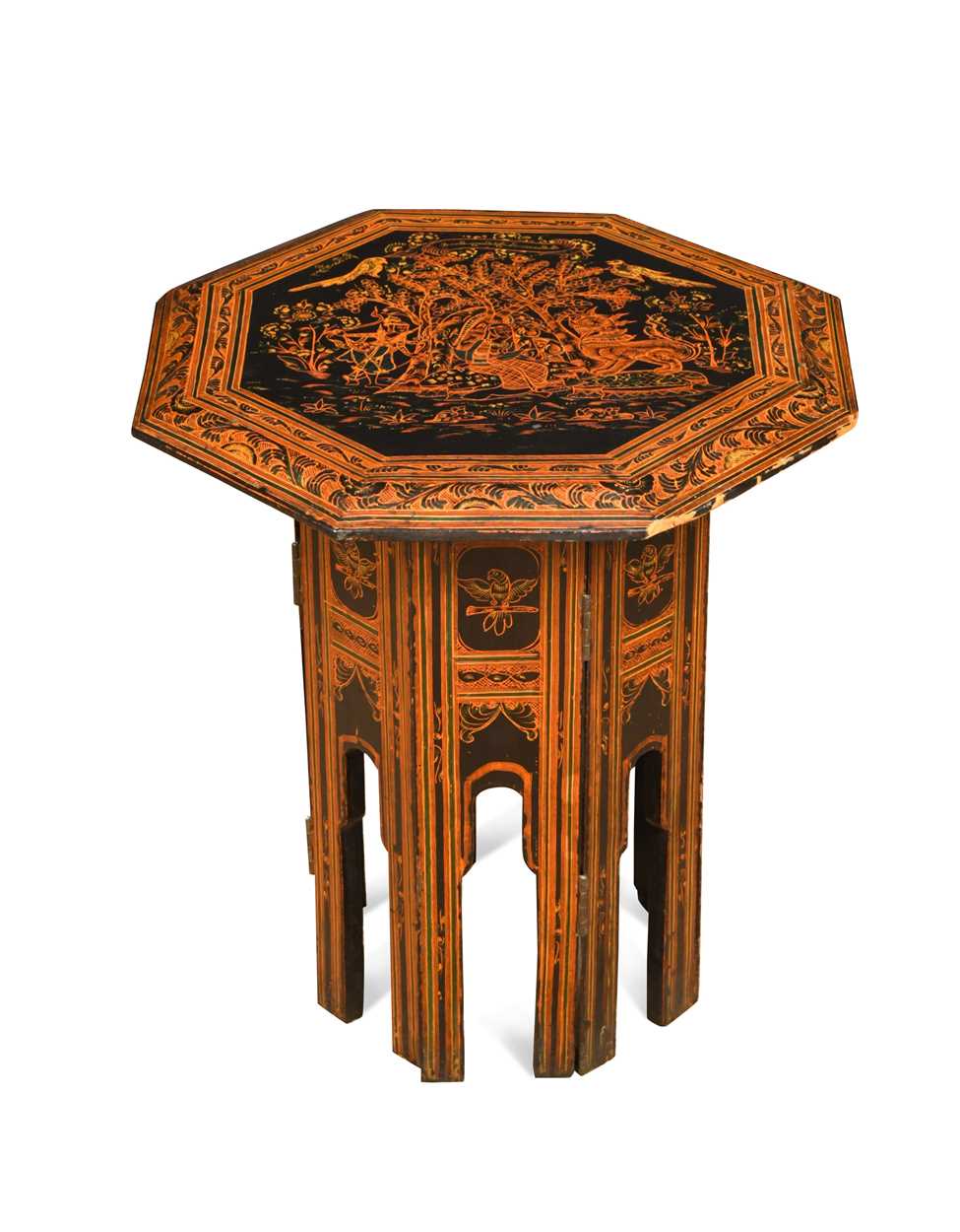 Lot 551 - A Burmese red lacquer occasional table, 20th century