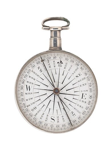 Lot 300 - Unsigned - A 19th century silver open faced travelling compass
