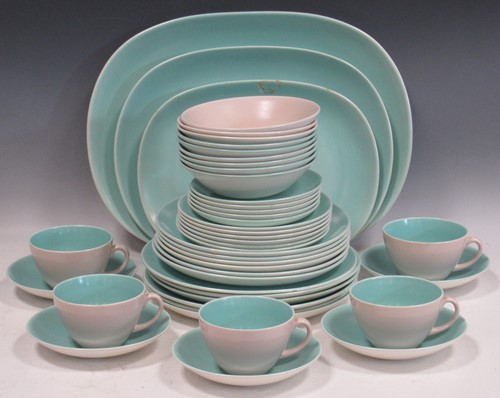 Lot 85 - A Poole pottery C96 pattern part-tea service...