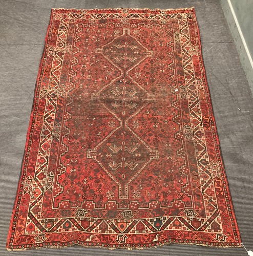 Lot 552 - A Kazak red ground rug, 252 x 162cm