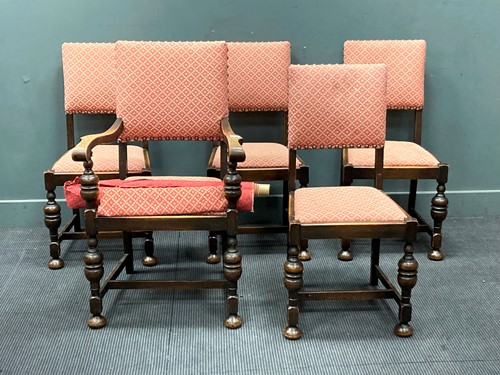 Lot 485 - A set of five 1930's oak 17th century style...