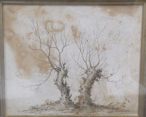 Lot 393 - Three sepia-tone watercolours of countryside...
