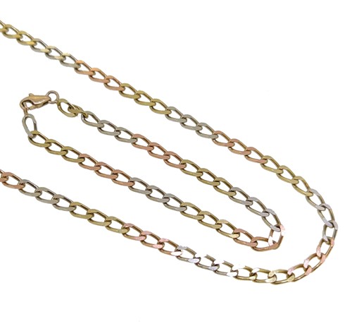 Lot 245 - A three colour 9ct gold chain, together with a matching bracelet